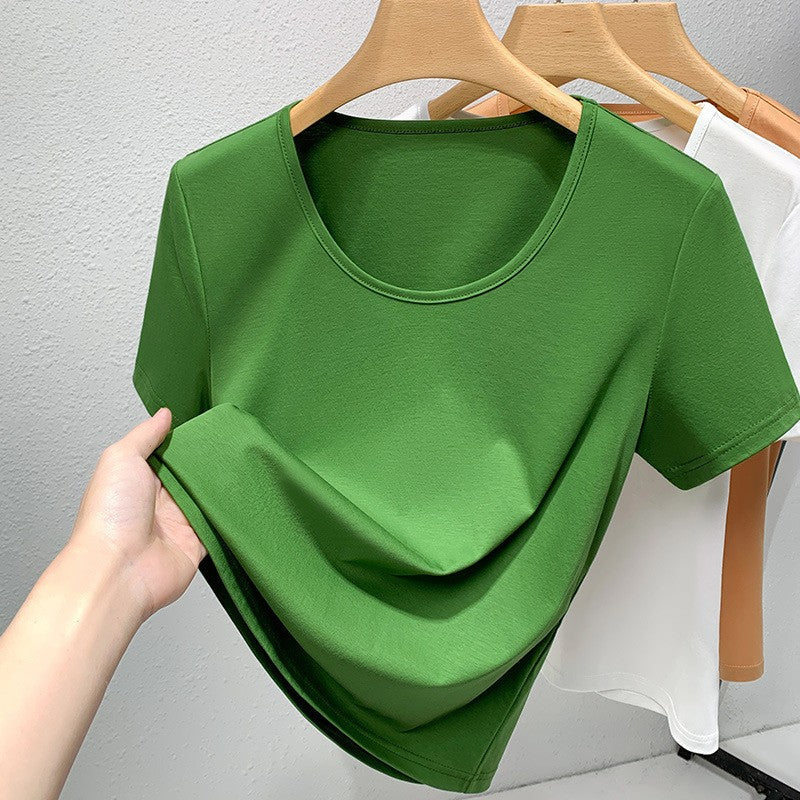 Avocado Round Neck Slim Fit Cotton T-Shirt