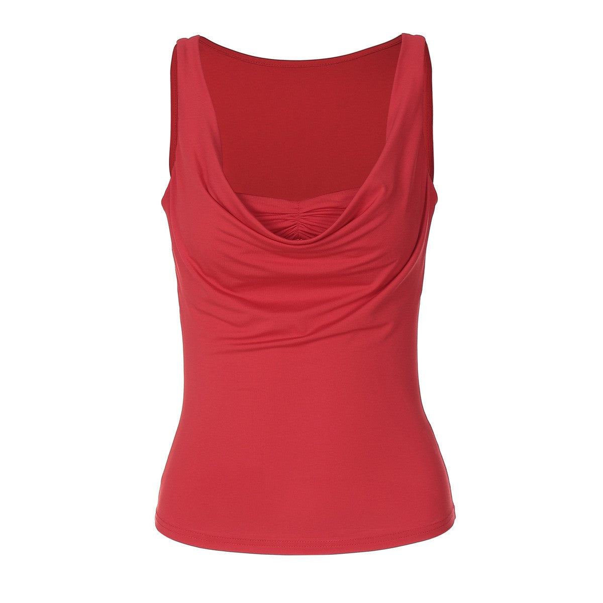 Camisole U-Collar Pleated Crop Top with Adjustable Straps - Slim Fit