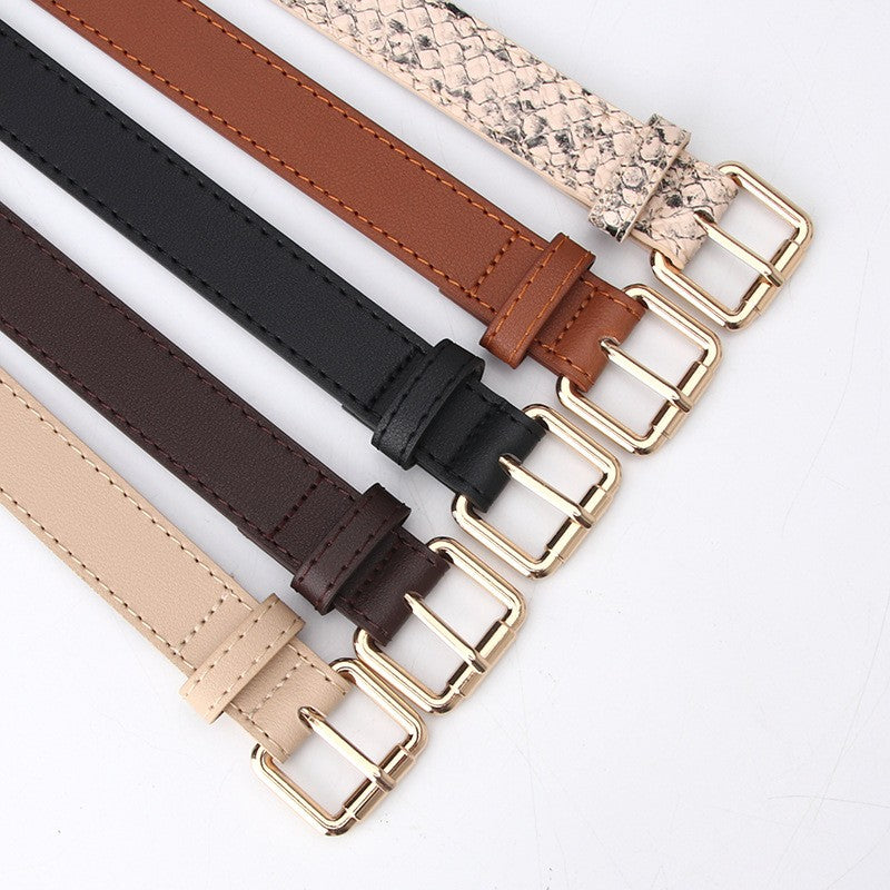 Chloe Women's PU Leather Belt with Alloy Pin Buckle
