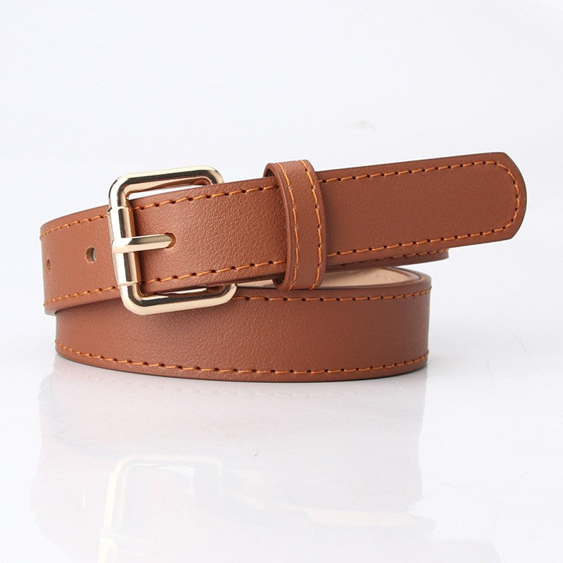 Chloe Women's PU Leather Belt with Alloy Pin Buckle