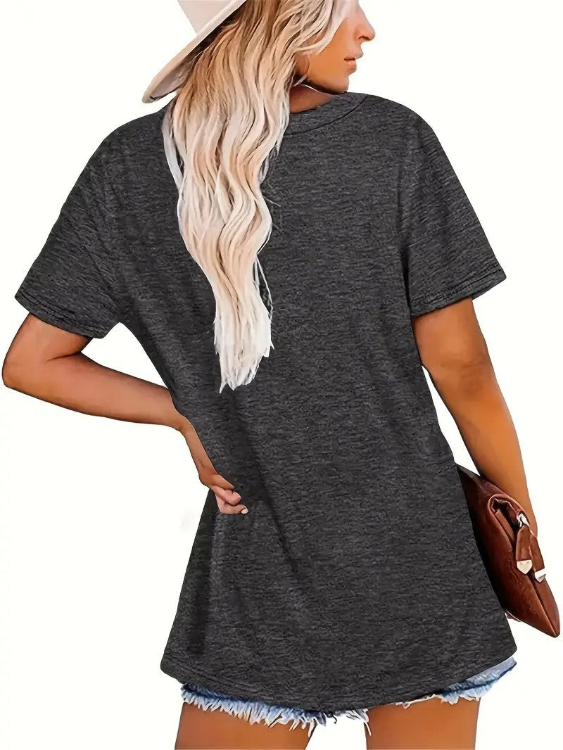 Dragonfly Letter Print Plus Size T-Shirt with Round Neck – Casual Summer Tee