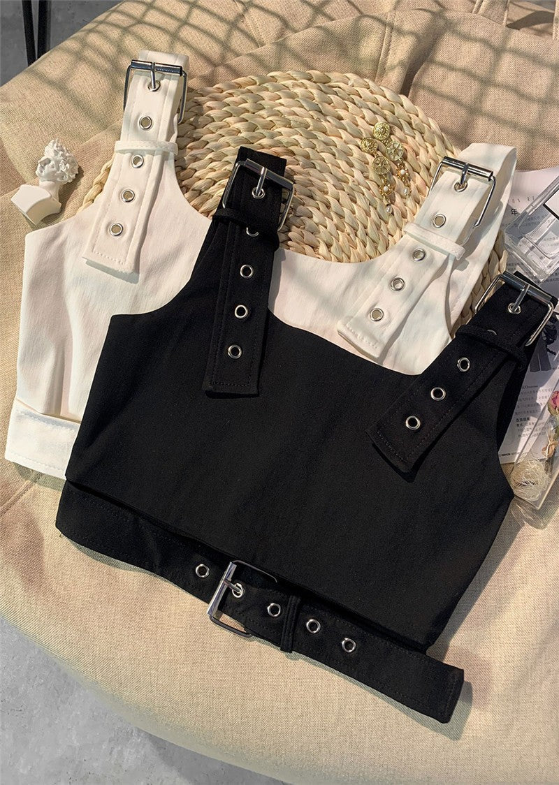 Girl’s Cropped Cotton Jazz Vest – Black Camisole Style