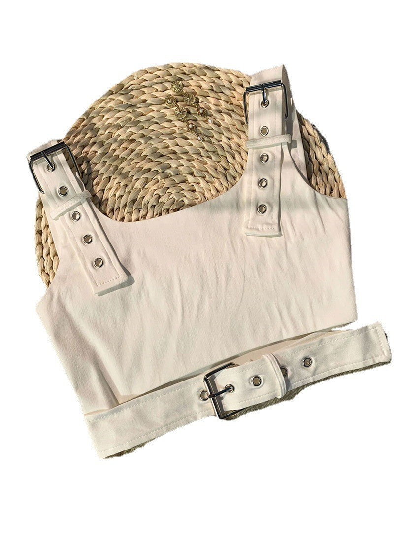 Girl’s Cropped Cotton Jazz Vest – Black Camisole Style