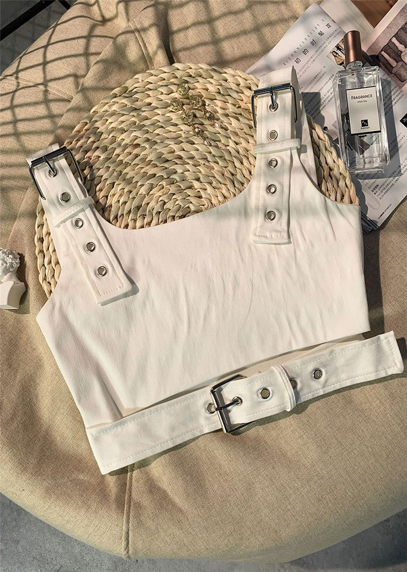 Girl’s Cropped Cotton Jazz Vest – Black Camisole Style