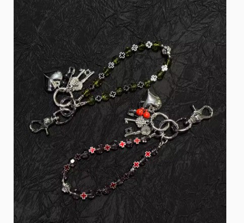 Gold Beaded Waist Chain with Handmade Accents – Stainless Steel Clasp