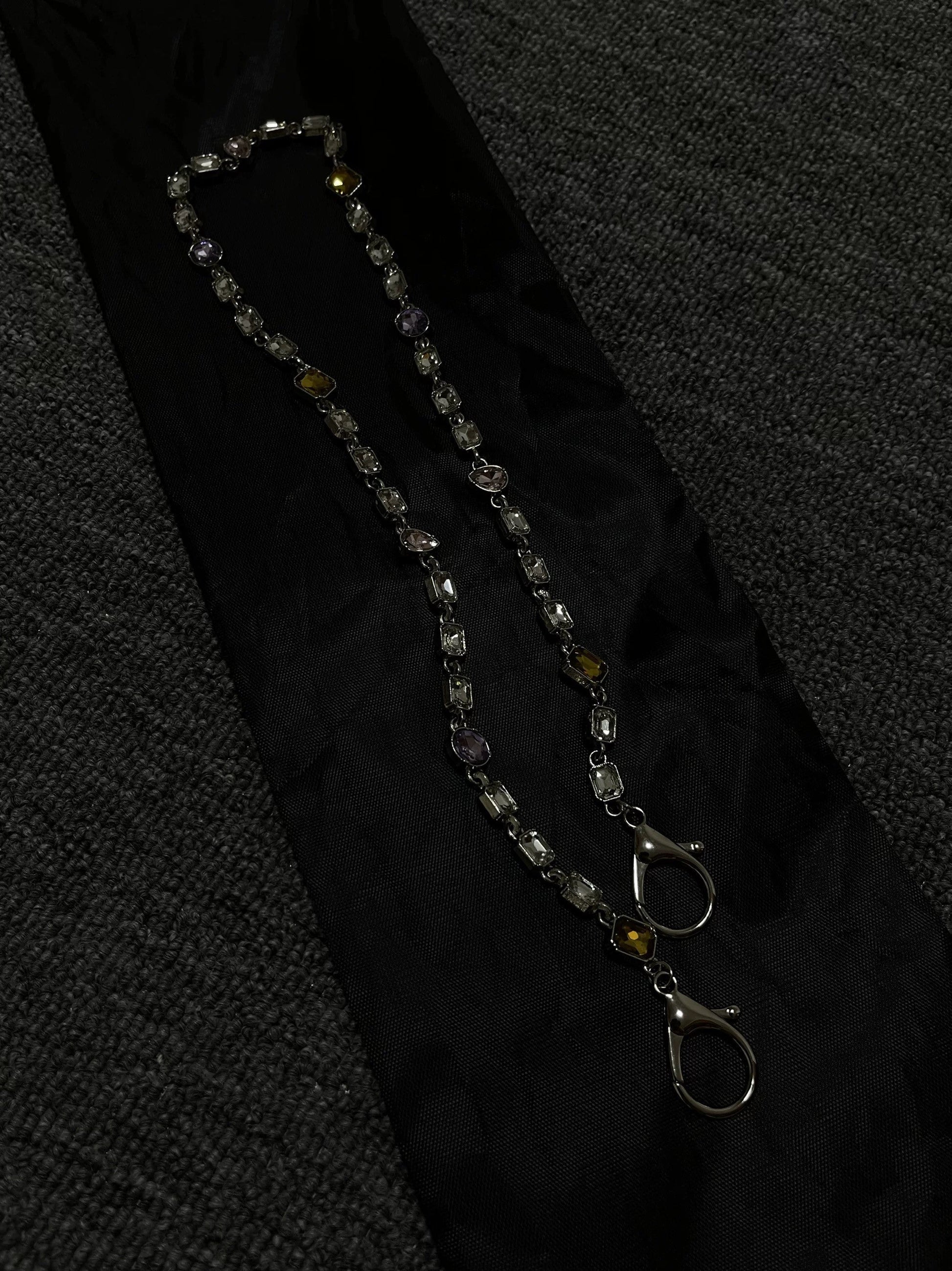 Handmade Colorful Gem Waist Chain with Zipper Accent