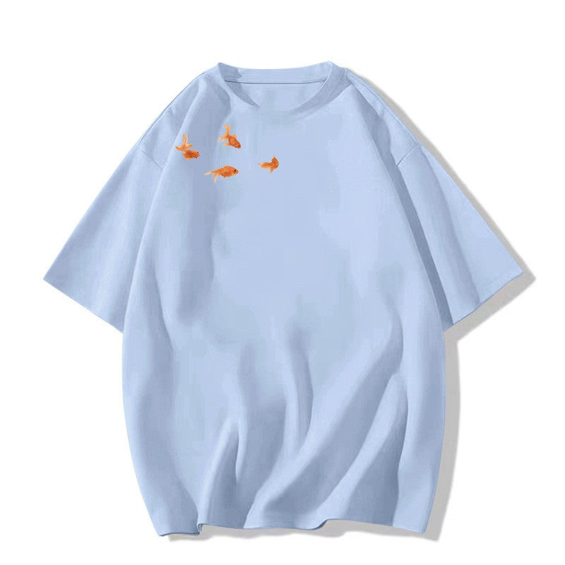 Loose Fit Half Sleeve Graphic Cotton Tee – Summer Cartoon Print