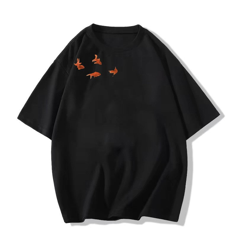 Loose Fit Half Sleeve Graphic Cotton Tee – Summer Cartoon Print