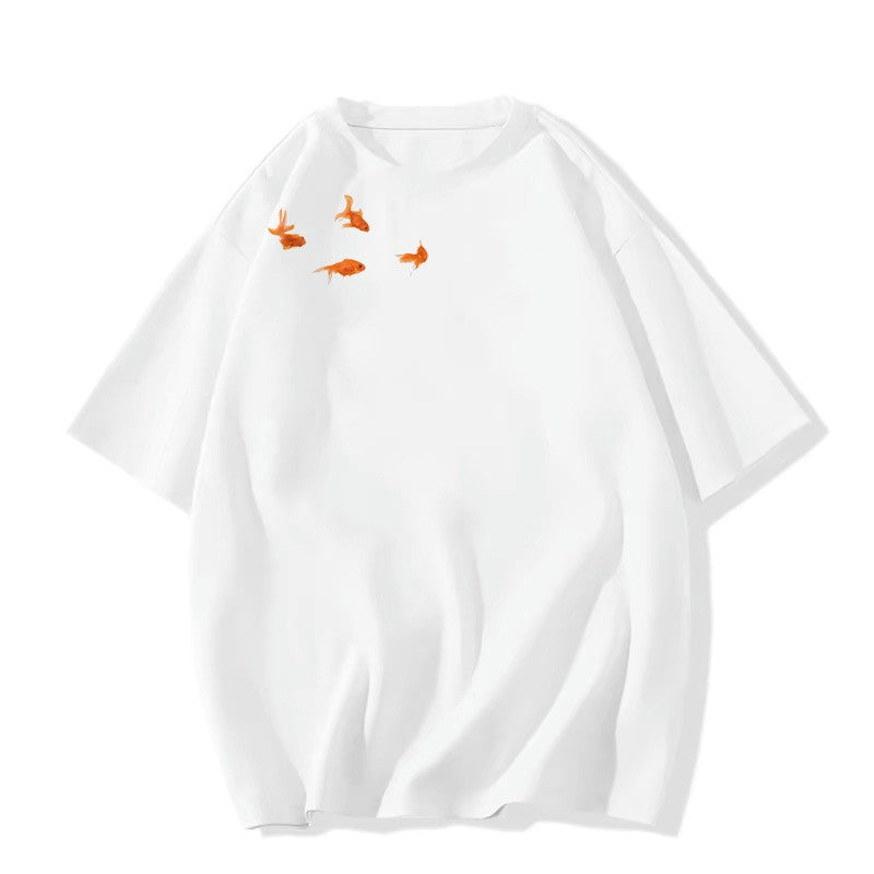 Loose Fit Half Sleeve Graphic Cotton Tee – Summer Cartoon Print