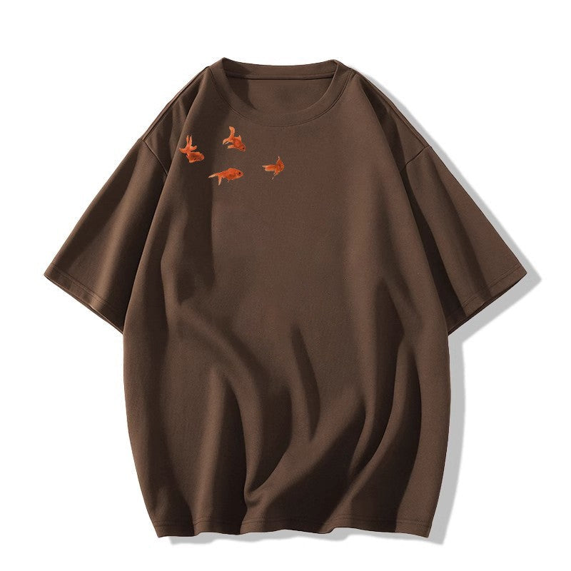 Loose Fit Half Sleeve Graphic Cotton Tee – Summer Cartoon Print