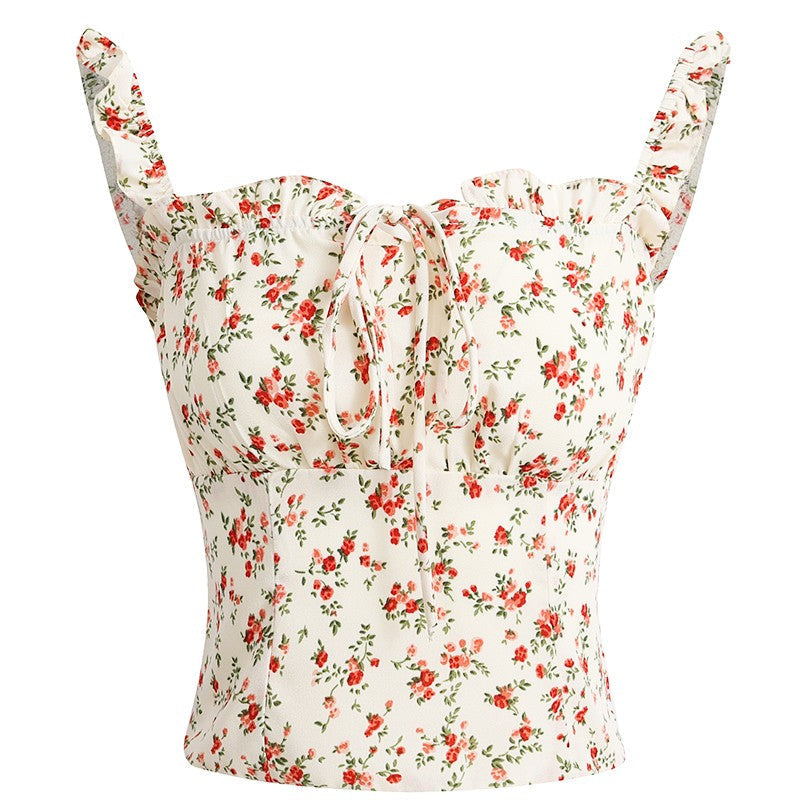 Mia Slim Floral Camisole Top in Stretch Polyester