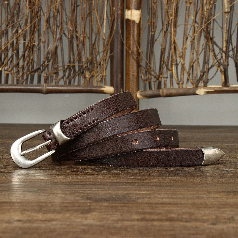 Retro Leather Belt with Vintage Pin Buckle – 18mm Wide