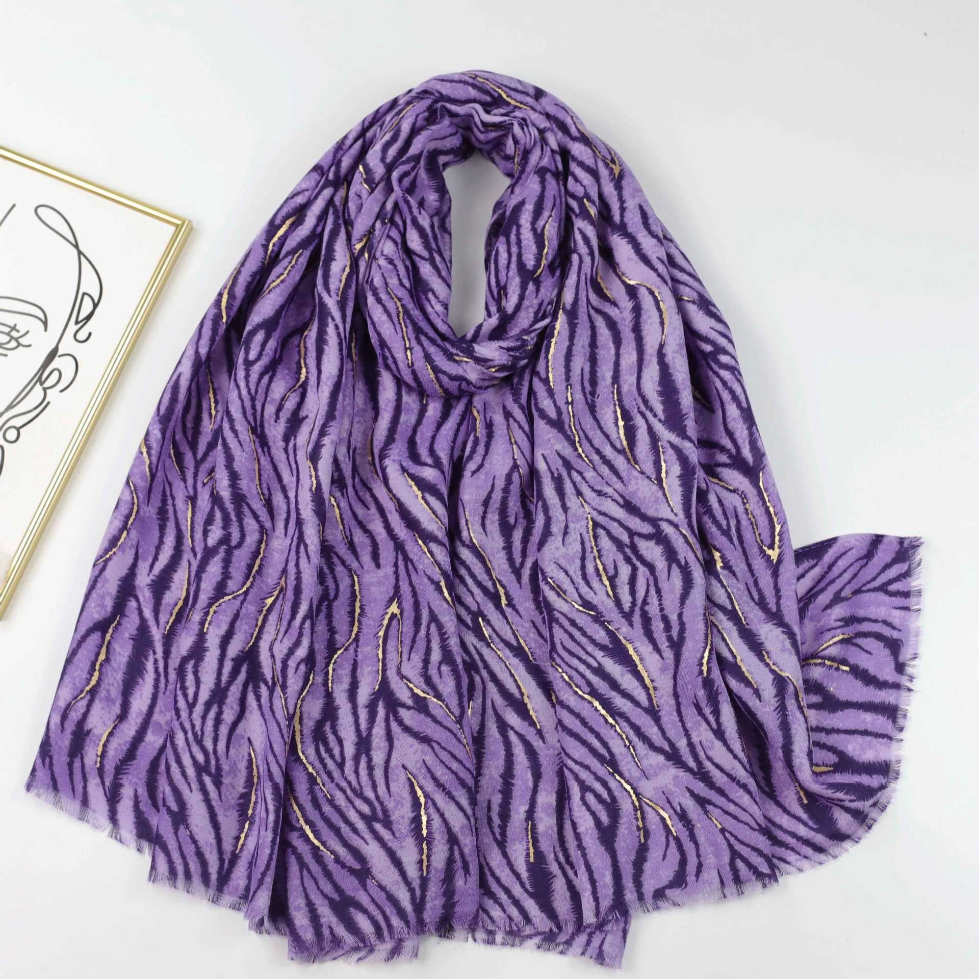 Zebra Satin Woven Shawl with Bronzing Detail