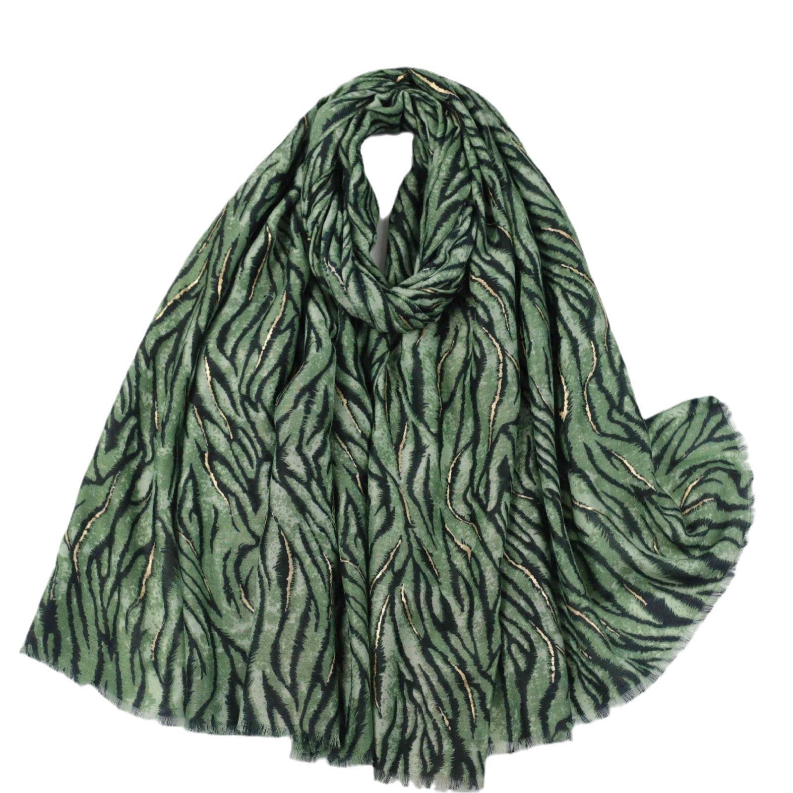 Zebra Satin Woven Shawl with Bronzing Detail